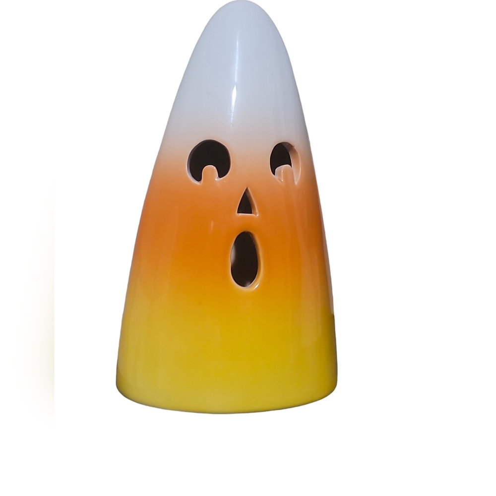 Halloween Ceramic Corn Ghost Light Up/Decor
